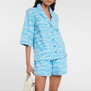 Ganni Light Blue Zebra Pattern Shirt
